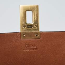 Pre Owned Chloe Beige/Tan Raffia and Leather Medium Drew Shoulder Bag