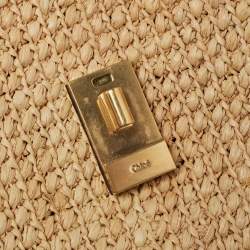 Pre Owned Chloe Beige/Tan Raffia and Leather Medium Drew Shoulder Bag