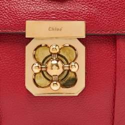 Pre Owned Chloe Red Leather Mini Elsie Crossbody Bag