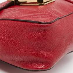 Pre Owned Chloe Red Leather Mini Elsie Crossbody Bag