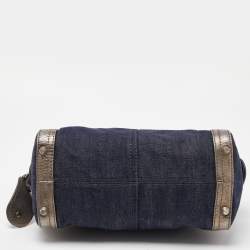 Pre Owned Chloe Blue/Metallic Denim and Leather Zip Satchel