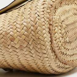 Chloe Beige/Cream Straw and Leather Medium Marcie Basket Bag