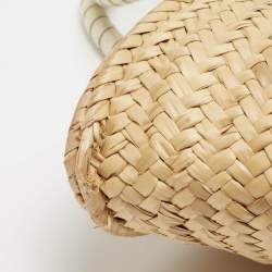 Chloe Beige/Cream Straw and Leather Medium Marcie Basket Bag
