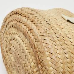 Chloe Beige/Cream Straw and Leather Medium Marcie Basket Bag