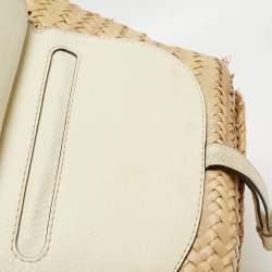 Chloe Beige/Cream Straw and Leather Medium Marcie Basket Bag