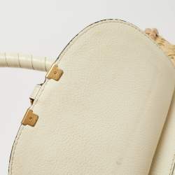 Chloe Beige/Cream Straw and Leather Medium Marcie Basket Bag
