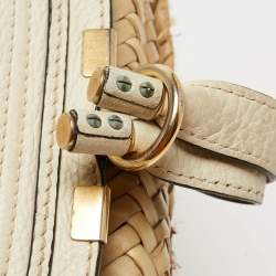 Chloe Beige/Cream Straw and Leather Medium Marcie Basket Bag