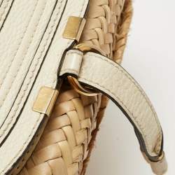 Chloe Beige/Cream Straw and Leather Medium Marcie Basket Bag