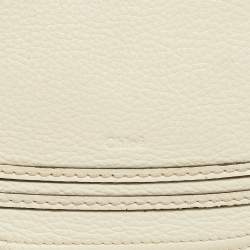 Chloe Beige/Cream Straw and Leather Medium Marcie Basket Bag