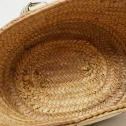 Chloe Beige/Cream Straw and Leather Medium Marcie Basket Bag
