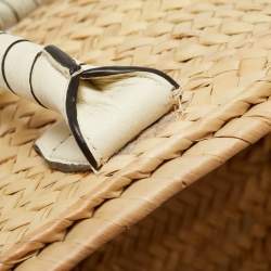 Chloe Beige/Cream Straw and Leather Medium Marcie Basket Bag