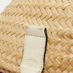 Chloe Beige/Cream Straw and Leather Medium Marcie Basket Bag
