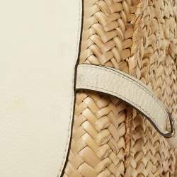 Chloe Beige/Cream Straw and Leather Medium Marcie Basket Bag