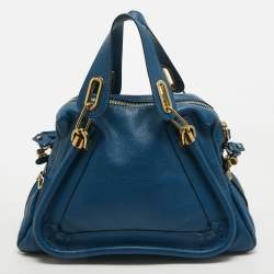 Chloe Blue Leather Medium Paraty Satchel