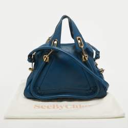Chloe Blue Leather Medium Paraty Satchel