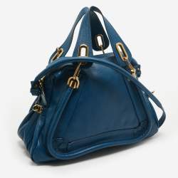 Chloe Blue Leather Medium Paraty Satchel