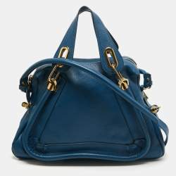 Chloe Blue Leather Medium Paraty Satchel