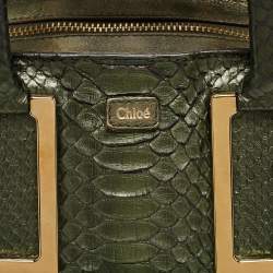 Pre Owned Chloe Green Python and Leather Ethel Tote