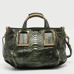 Pre Owned Chloe Green Python and Leather Ethel Tote