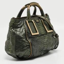 Pre Owned Chloe Green Python and Leather Ethel Tote