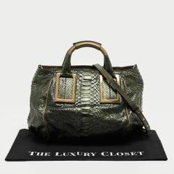 Pre Owned Chloe Green Python and Leather Ethel Tote