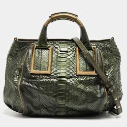 Pre Owned Chloe Green Python and Leather Ethel Tote