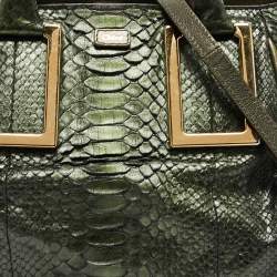 Pre Owned Chloe Green Python and Leather Ethel Tote