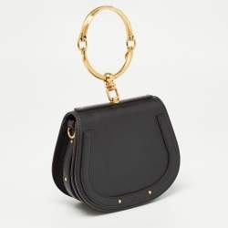 Pre Owned Chloe Black Leather Small Nile Bracelet Bag