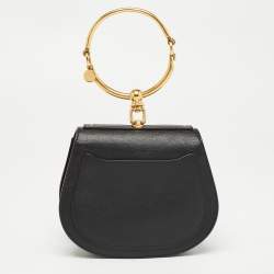 Pre Owned Chloe Black Leather Small Nile Bracelet Bag