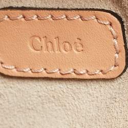 Pre Owned Chloe Peach Crocodile Embossed Leather Mini C Round Crossbody Bag
