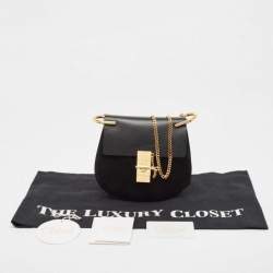 Pre Owned Chloe Black Leather and Suede Small Drew Chain Crossbody Bag