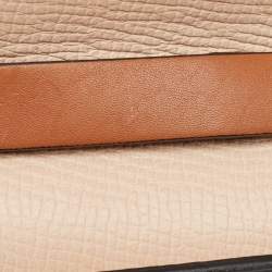 Chloe Peach/Brown Pebbled Leather Medium Drew Shoulder Bag