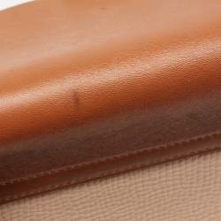 Chloe Peach/Brown Pebbled Leather Medium Drew Shoulder Bag