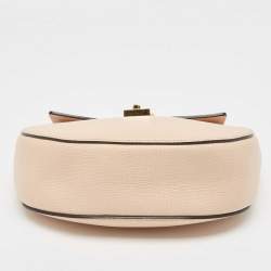 Chloe Peach/Brown Pebbled Leather Medium Drew Shoulder Bag