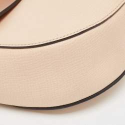 Chloe Peach/Brown Pebbled Leather Medium Drew Shoulder Bag