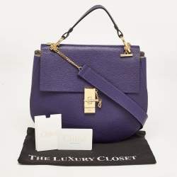 Pre Owned Chloe Dark Purple Leather Large Drew Shoulder Bag
