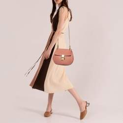 Chloe Salmon Pink Leather Medium Drew Shoulder Bag