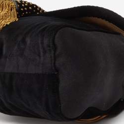 Pre Owned Chloe Black/Gold Velvet Metal Detail Flap Bag