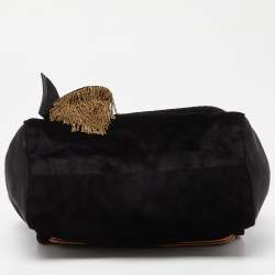 Pre Owned Chloe Black/Gold Velvet Metal Detail Flap Bag