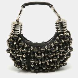 مملوكة مسبقًا Chloe Black Canvas Beaded Bracelet Hobo 