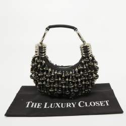 مملوكة مسبقًا Chloe Black Canvas Beaded Bracelet Hobo 