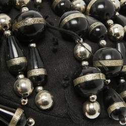 مملوكة مسبقًا Chloe Black Canvas Beaded Bracelet Hobo 