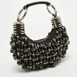 مملوكة مسبقًا Chloe Black Canvas Beaded Bracelet Hobo 