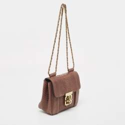 Pre Owned Chloé Brown Python Small Elsie Shoulder Bag