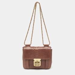 Pre Owned Chloé Brown Python Small Elsie Shoulder Bag
