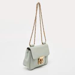 Pre Owned Chloé Mint Green Leather Small Elsie Shoulder Bag