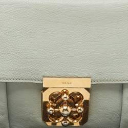 Pre Owned Chloé Mint Green Leather Small Elsie Shoulder Bag