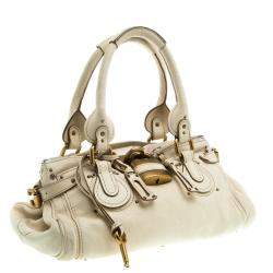 Pre Owned Chloe Cream Leather Medium Paddington Satchel