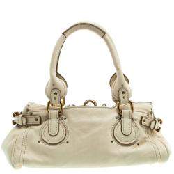 Pre Owned Chloe Cream Leather Medium Paddington Satchel