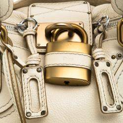 Pre Owned Chloe Cream Leather Medium Paddington Satchel